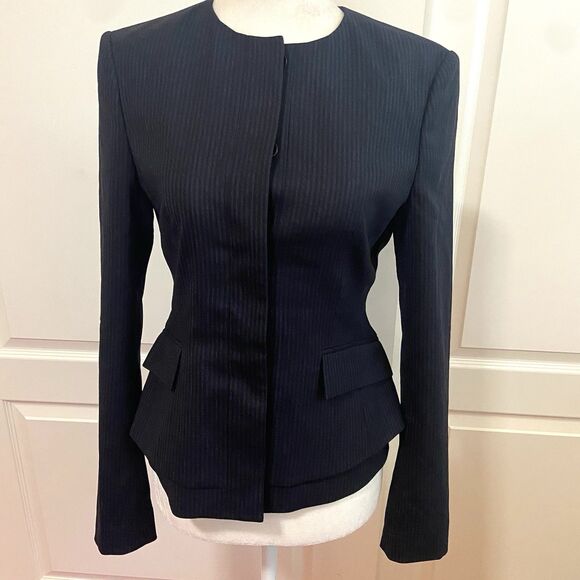 NEW Hugo Boss Jasyma Blazer Navy Blue Striped Size 2 - Picture 1 of 13